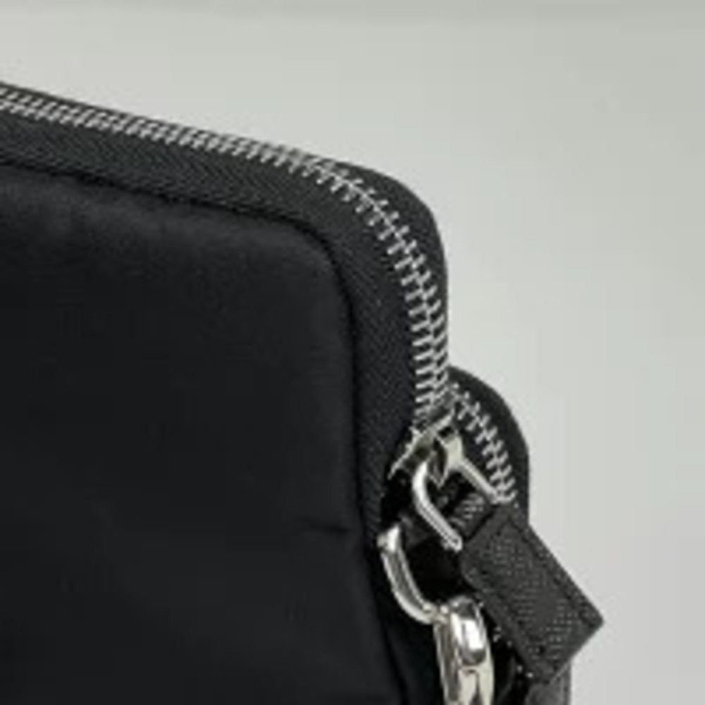 Prada Plate Shoulder Bag Phone Neck Clutch Tessuto Nero Black - Picture 4 of 6
